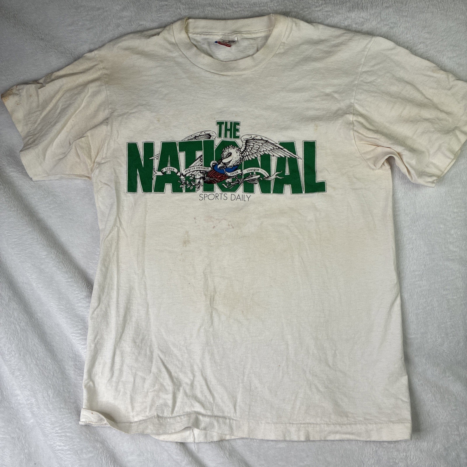 Vintage 1990 The National Sports Daily T Shirt L USA Fruit Loom Single Stitch
