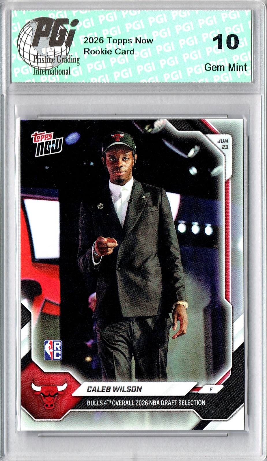 Caleb Wilson 2026 Topps Now #CWIL NBA Draft Night Rookie Card PGI 10