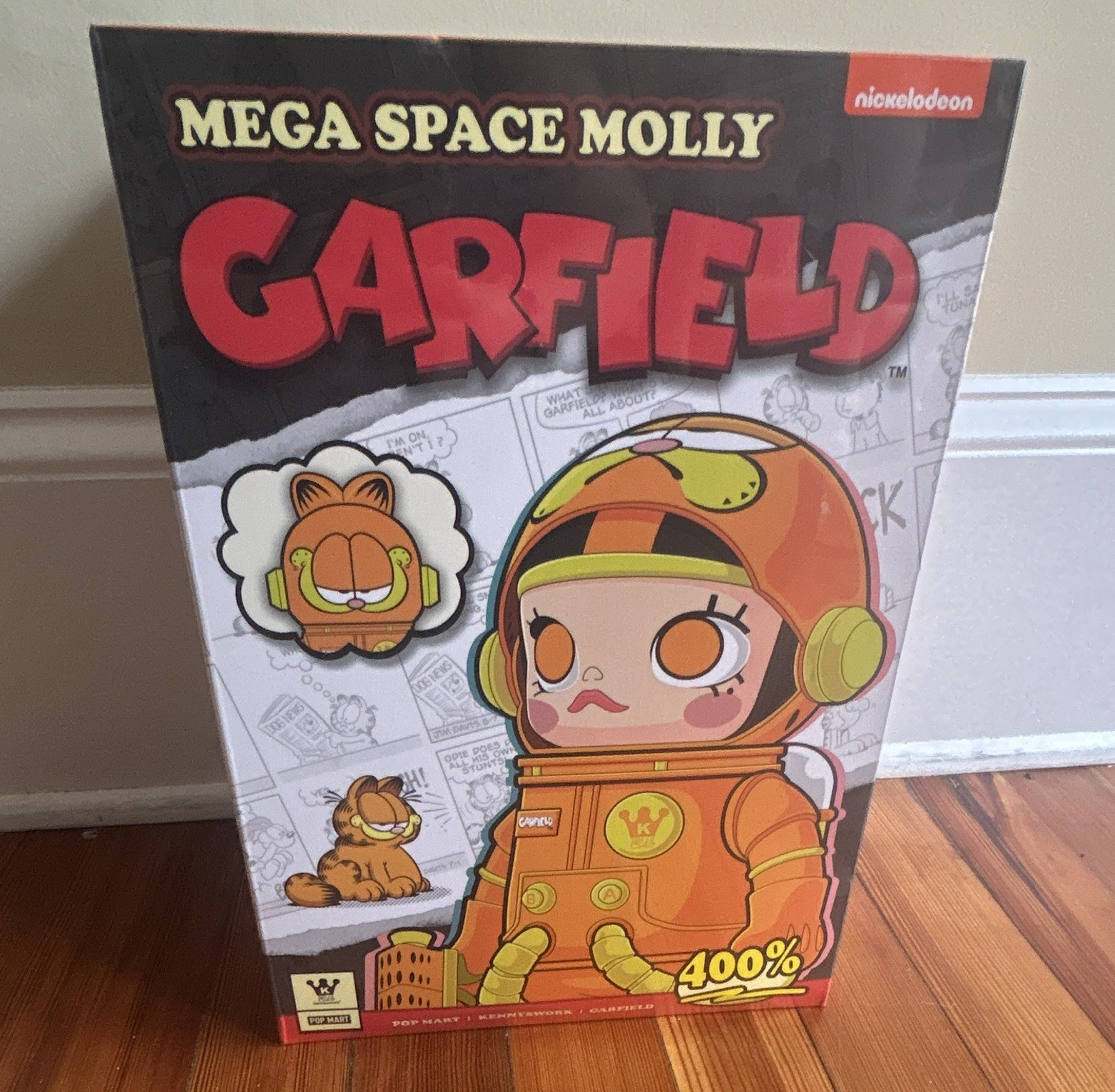 POP MART Mega Space Molly Garfield 400% Plastic Figure Orange Black Yellow NIB POP MART Mega Space Molly Garfield 400% Plastic Figure Orange Black Yellow NIB