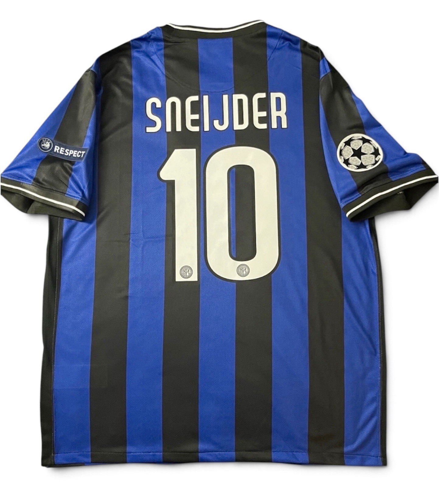 Sneijder #10 XL 2009/2010 Final Home Blue Retro Italy Soccer Football X Large