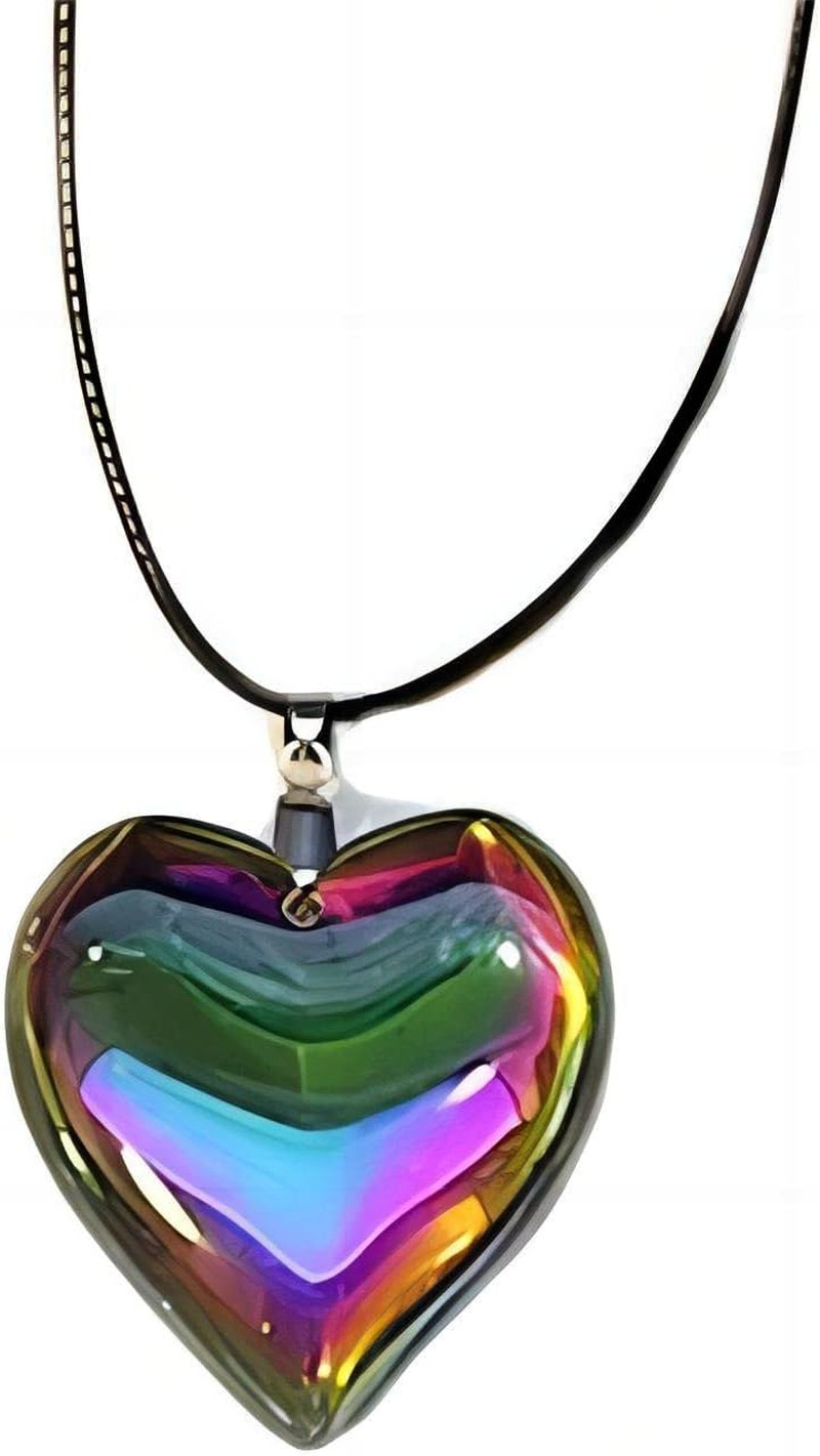 COLORFUL BLING Chunky Glass Puffy Heart Choker Necklace Coloured Glaze Heart Cha