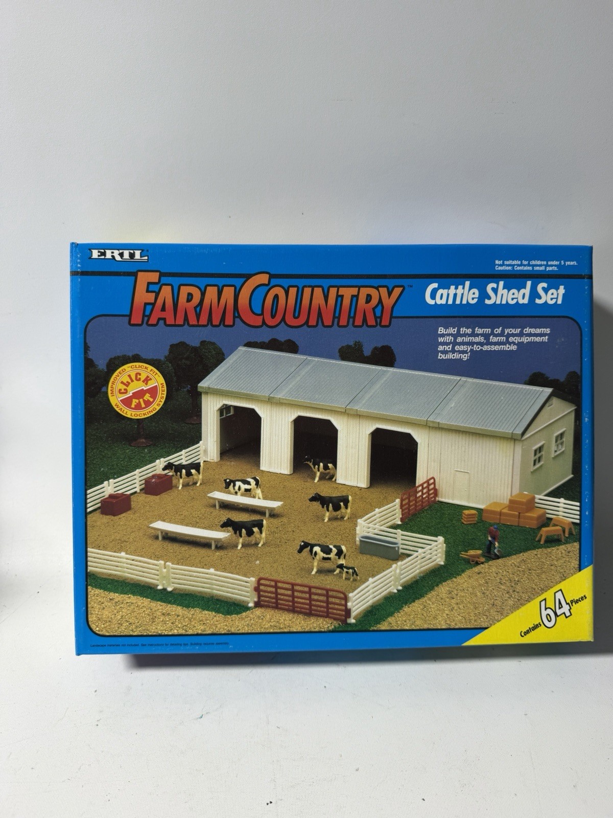 Vintage Ertl 4238 Farm Country Cattle Shed Set 1/64 Scale Open  Box Toys Sealed