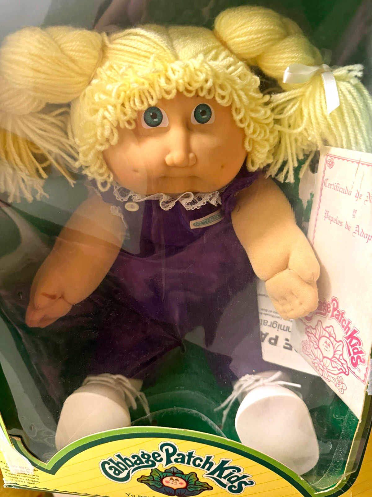Cabbage Patch Kid, Jesmar HM #2 lemon blonde double braids with green eyes Cabbage Patch Kid, Jesmar HM #2 lemon blonde double braids with green eyes