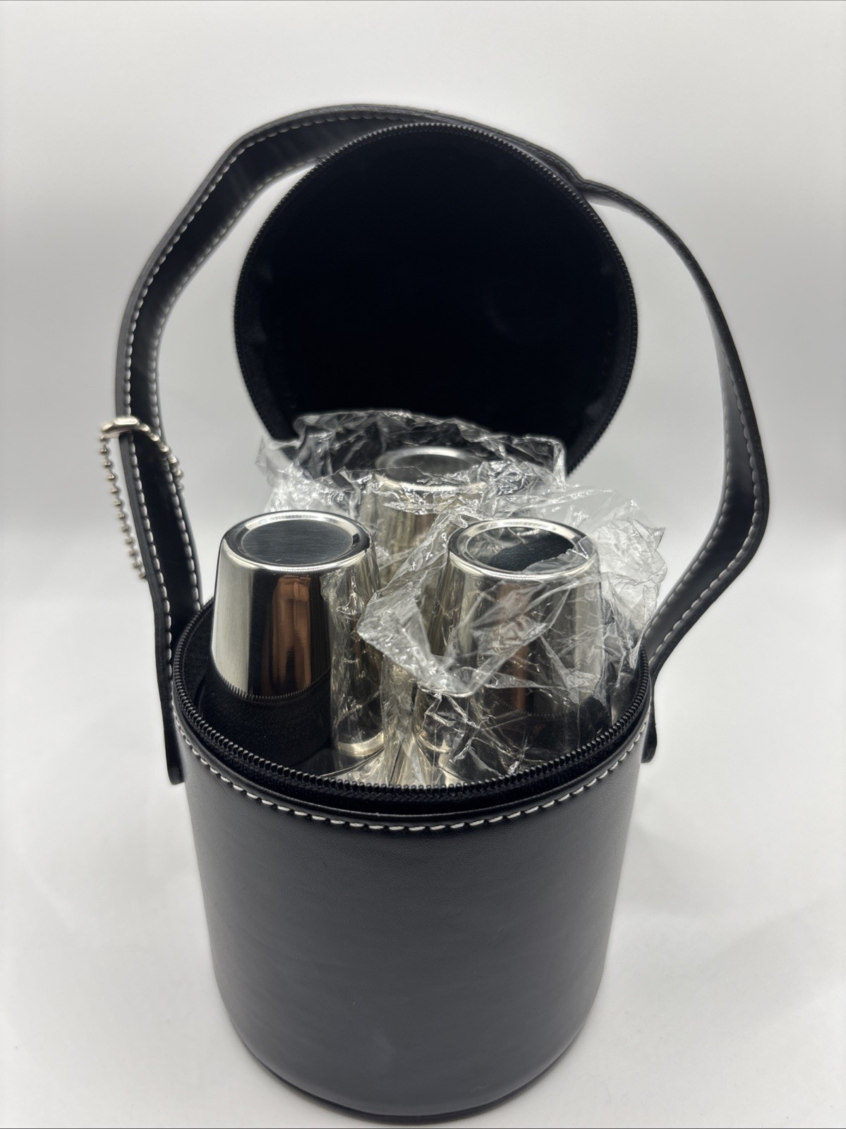 Handy Travel Flask Set of 3 - 4oz Stainless Steel Vessels & Shot Cups Handy Travel Flask Set of 3 - 4oz Stainless Steel Vessels & Shot Cups
