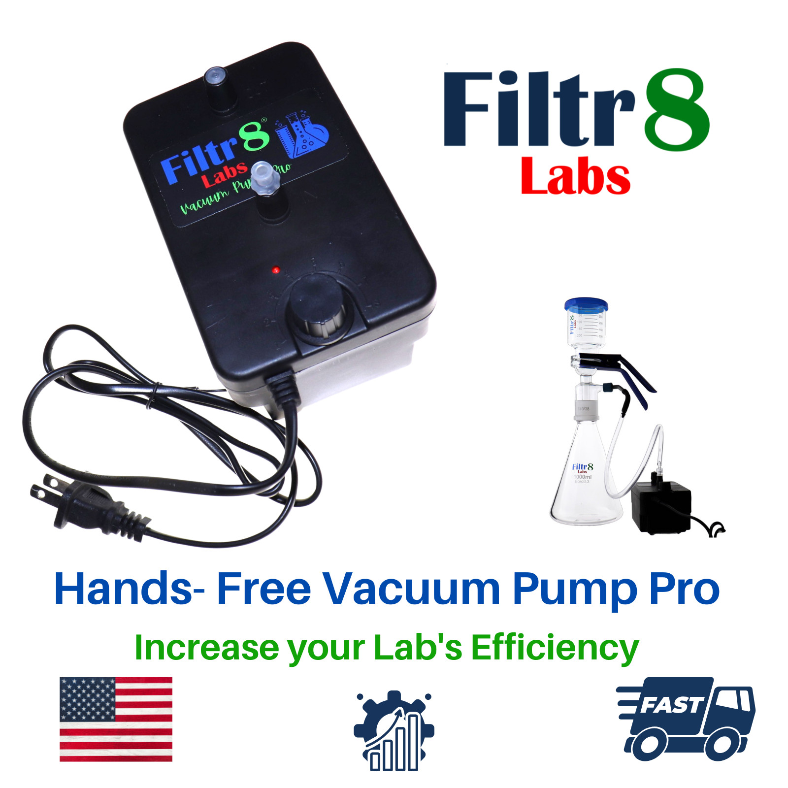Fast Hands-Free Vacuum Filtration Pump Pro | Great for Small Labs | Filtr8 Fast Hands-Free Vacuum Filtration Pump Pro | Great for Small Labs | Filtr8