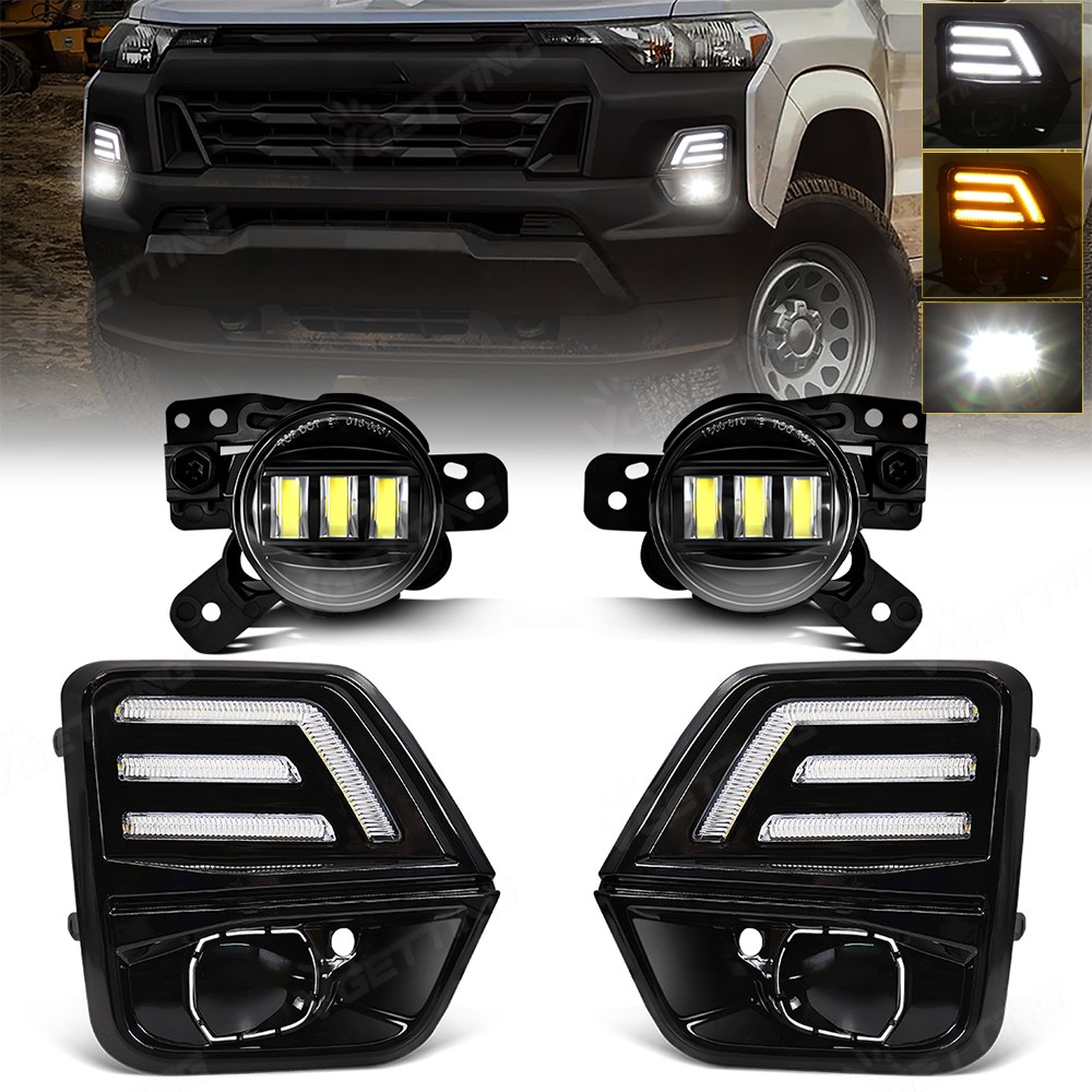 LED DRL Daytime Running White Fog Light w/ Wire For Chevrolet Colorado 2023-2026