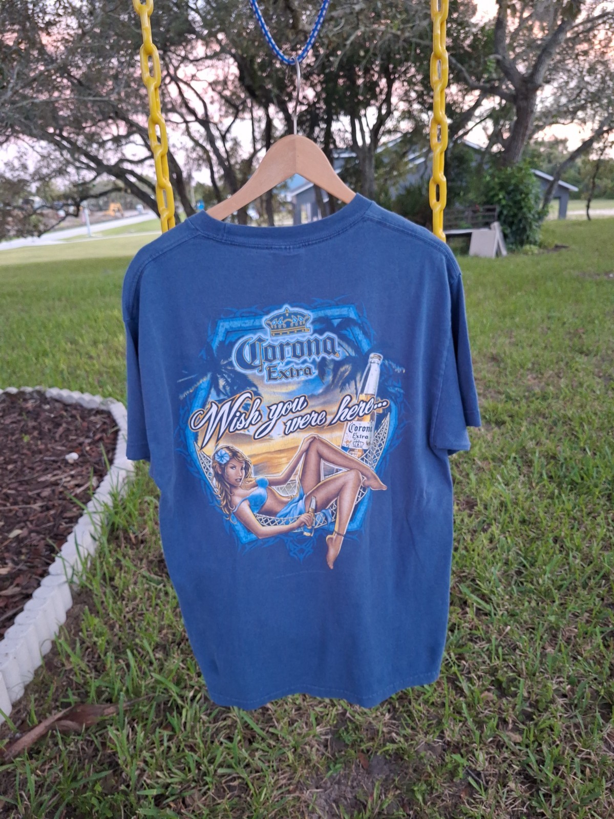 Vintage Corona Extra Wish You Were Here T-Shirt L Beer Promo  Graphic Rare