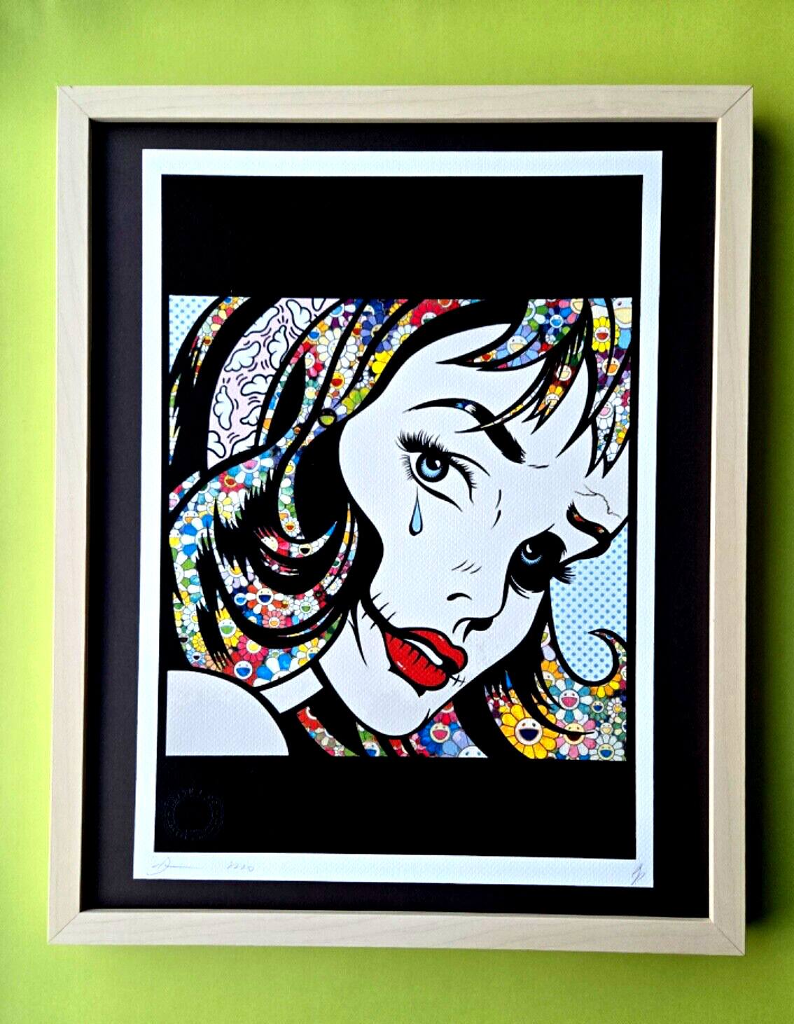 DEATH NYC Hand Signed LARGE Print Framed 16x20in COA MY CRYING GIRL MURAKAMI && DEATH NYC Hand Signed LARGE Print Framed 16x20in COA MY CRYING GIRL MURAKAMI &&
