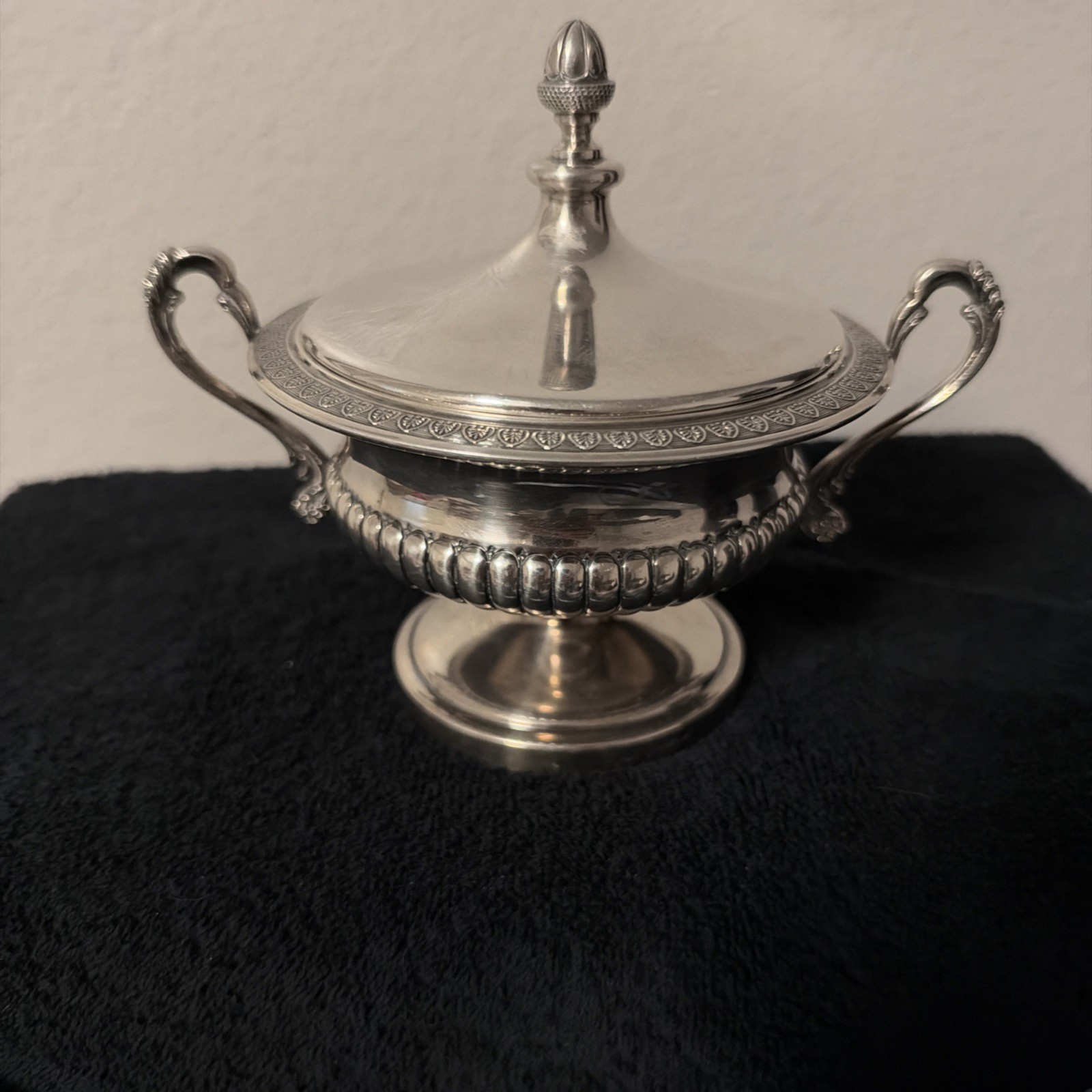 Large Antique Vintage Sugar Bowl From The 40s In 800 Silver Made In Europe Large Antique Vintage Sugar Bowl From The 40s In 800 Silver Made In Europe