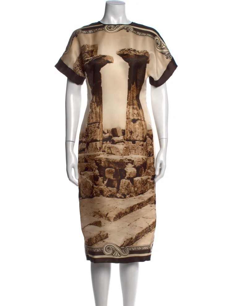 Dolce & Gabbana 2014 Ancient Ruins Graphic Print Midi dress IT44