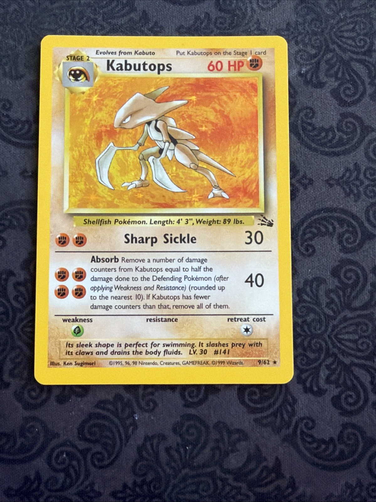 1999 Pokemon Fossil Kabutops 9/62 Holo Rare Unlimited WOTC