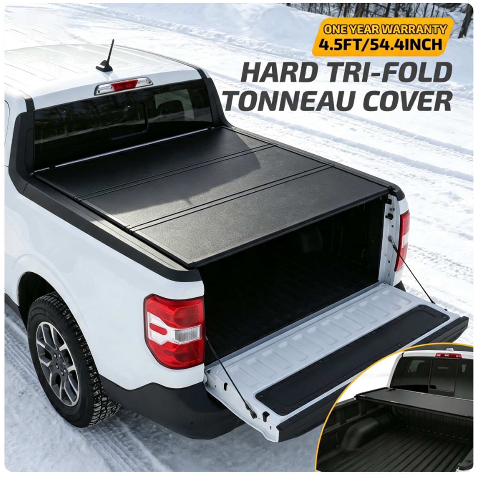 4.5/4.6FT Truck Bed Cover Hard Folding Durable Fits 2022-2026 Ford Maverick
