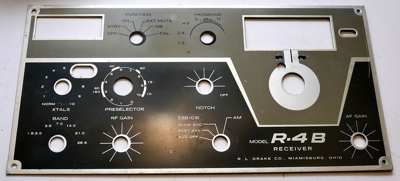 DRAKE R-4B FACEPLATE / FRONT PANEL DRAKE R-4B FACEPLATE / FRONT PANEL