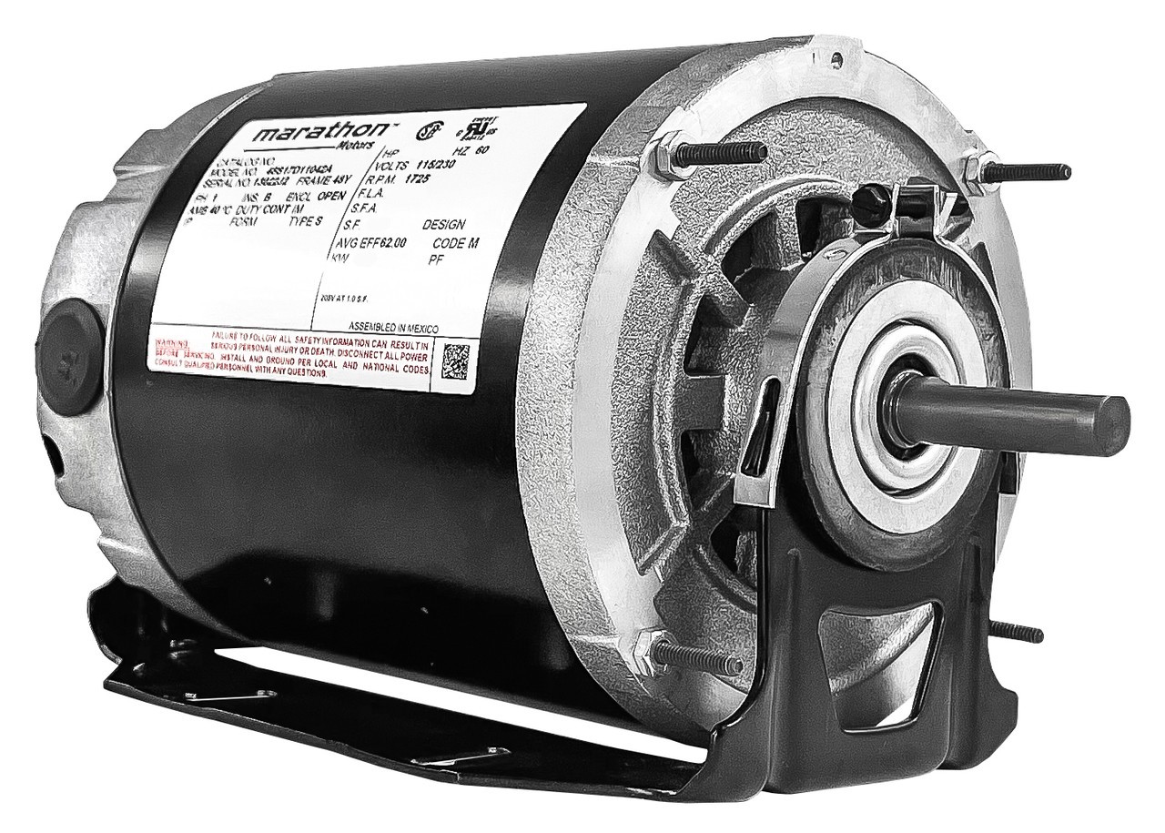 Marathon GF2024 1/4 hp 1725 RPM 48 Frame 115/230V Belt Drive Furnace Motor Used