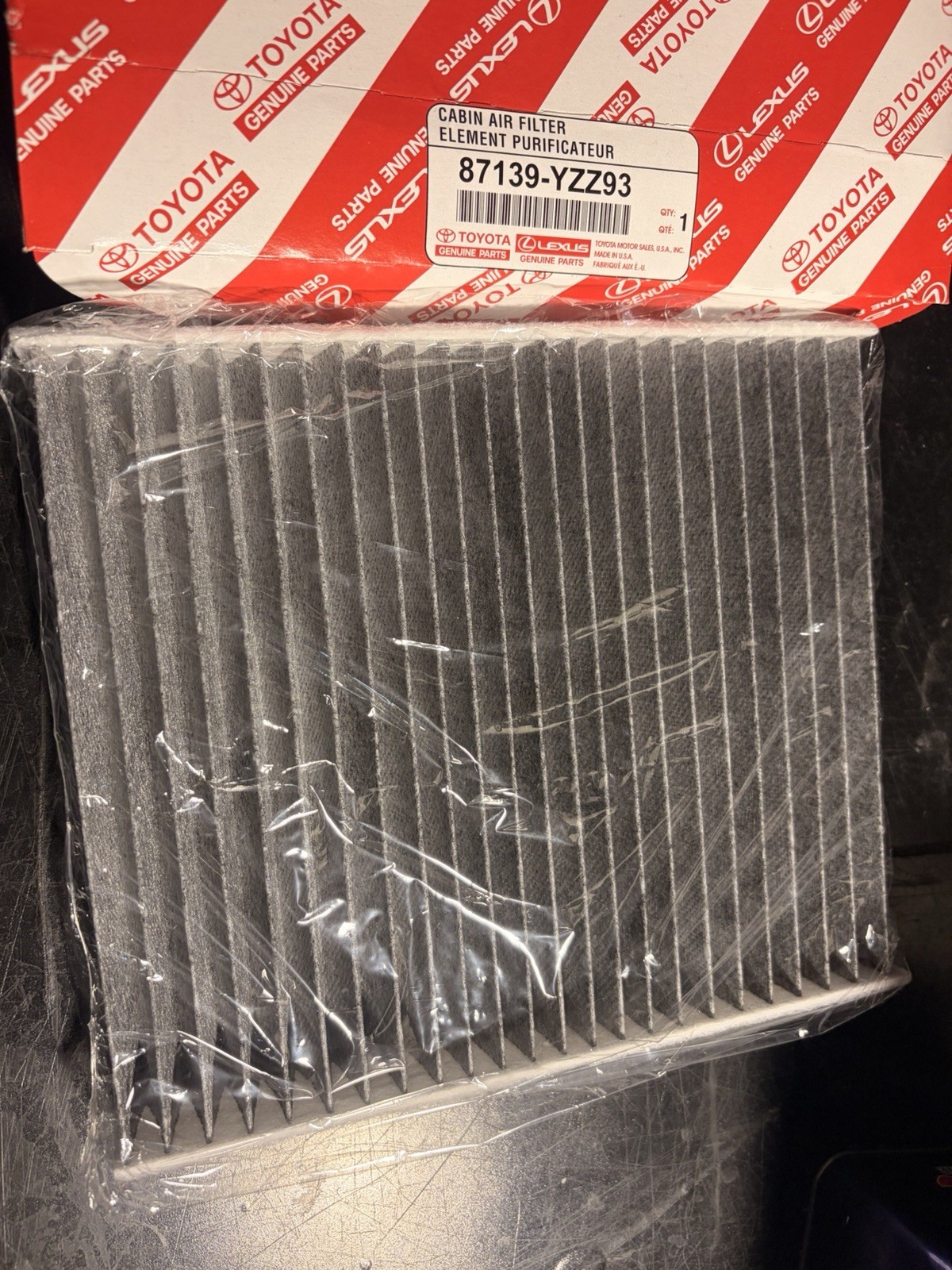 OEM Genuine Toyota Part #87139-YZZ93. Carbon Cabin Air Filter New 