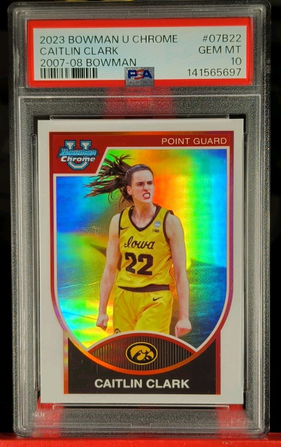 2023 Bowman U Chrome 2007-08 Bowman Caitlin Clark #07B-22 Rookie (RC) IOWA 2023 Bowman U Chrome 2007-08 Bowman Caitlin Clark #07B-22 Rookie (RC) IOWA