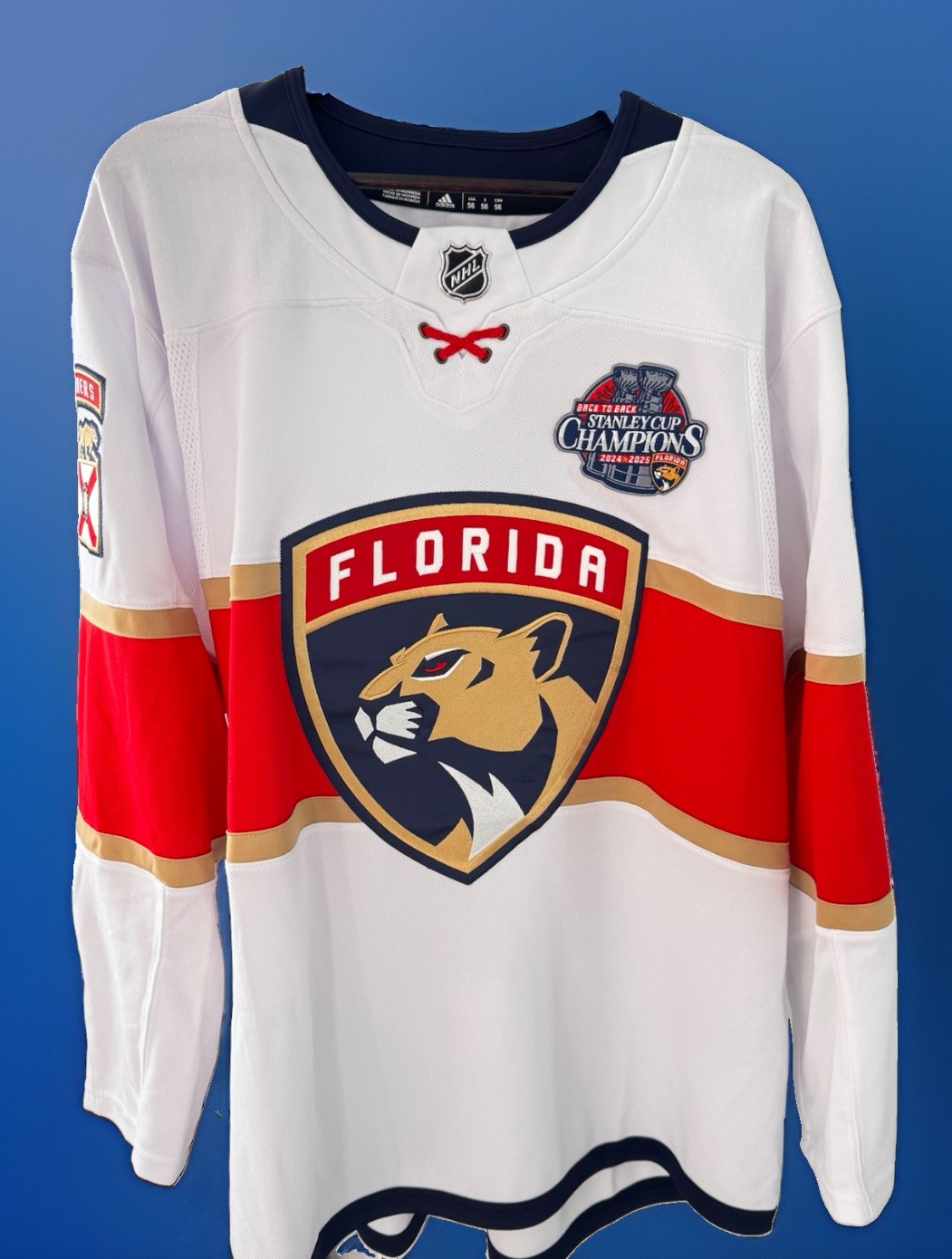 Florida Panthers Adidas Primegreen Authentic Away Jersey Sz 56 Blank.