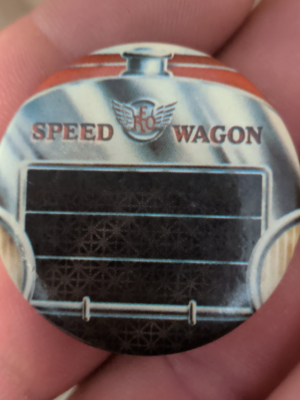 Vintage 1983 REO SPEEDWAGON pin licensed badge 1.25\