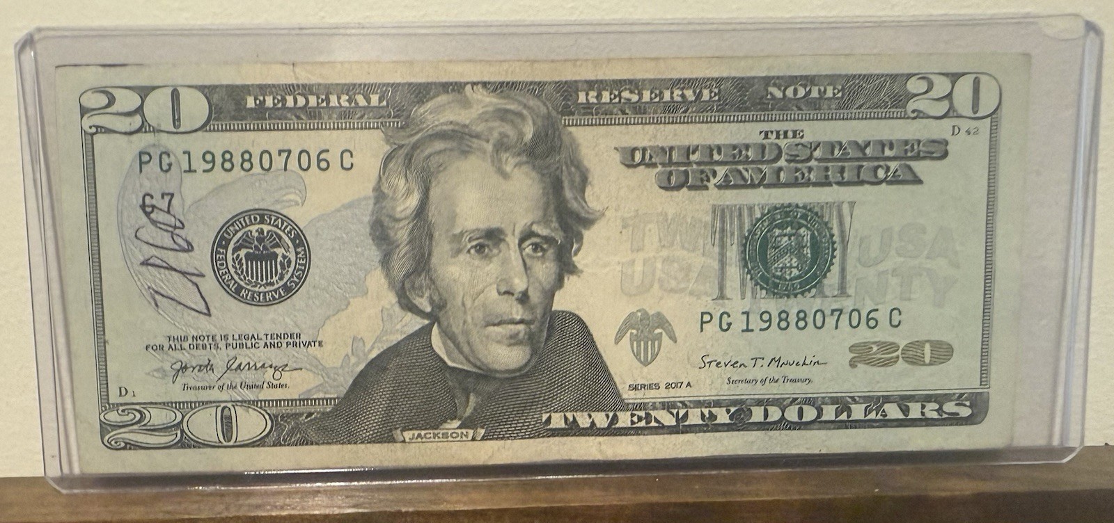 2017 A $20 RARE FANCY BIRTHDAY NOTE SERIAL NUMBER 19880706 JULY 6, 1988 2017 A $20 RARE FANCY BIRTHDAY NOTE SERIAL NUMBER 19880706 JULY 6, 1988