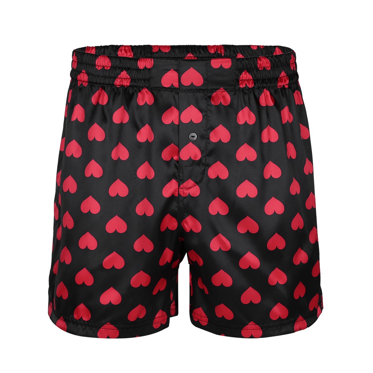 US Men\'s Soft Boxer Shorts Love Heart Printed Lightweight Loose Shorts Underwear
