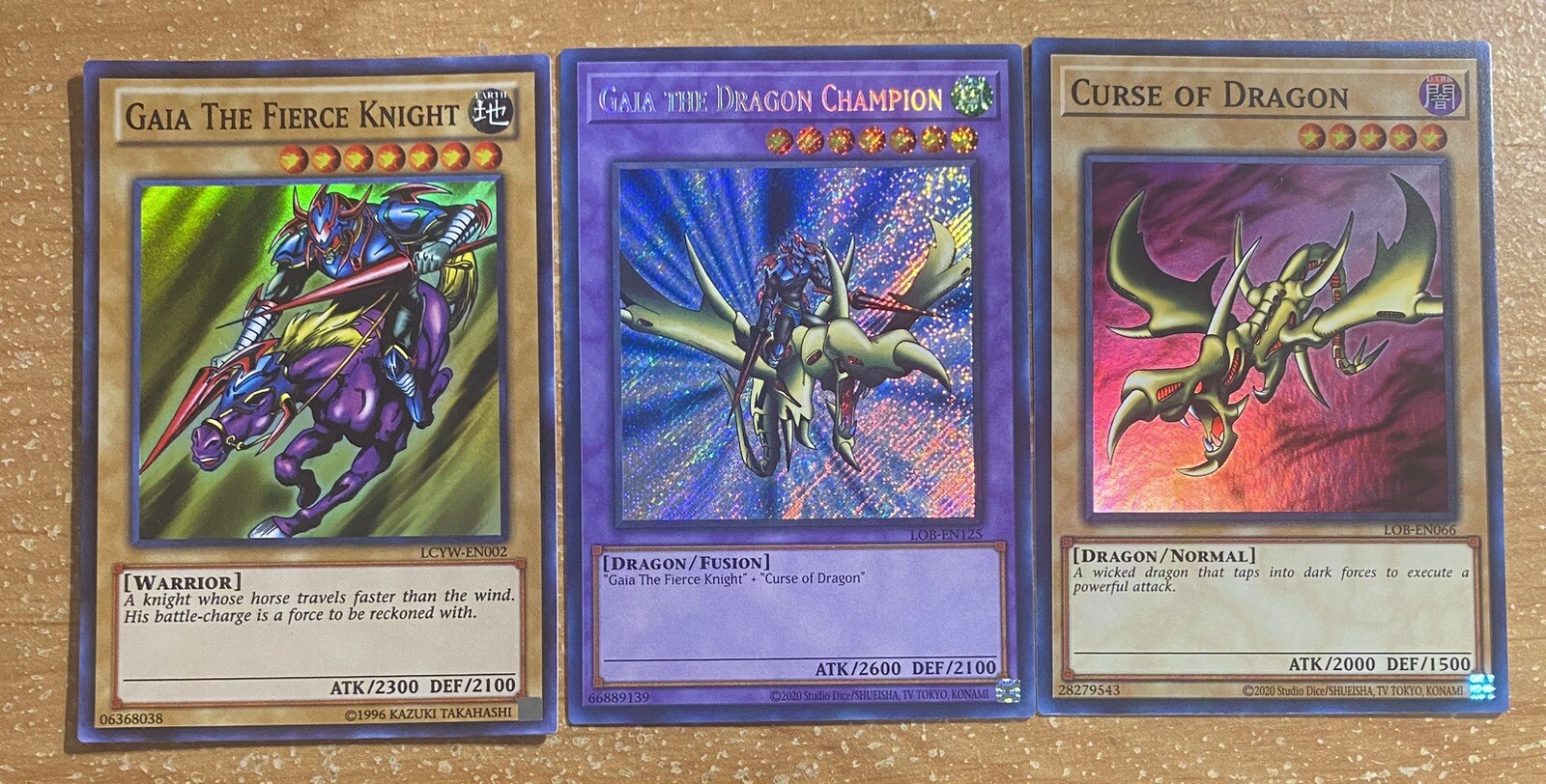 🔥Yugioh GAIA FIERCE KNIGHT & DRAGON CHAMPION & CURSE OF DRAGON HOLOFOIL LOB NM