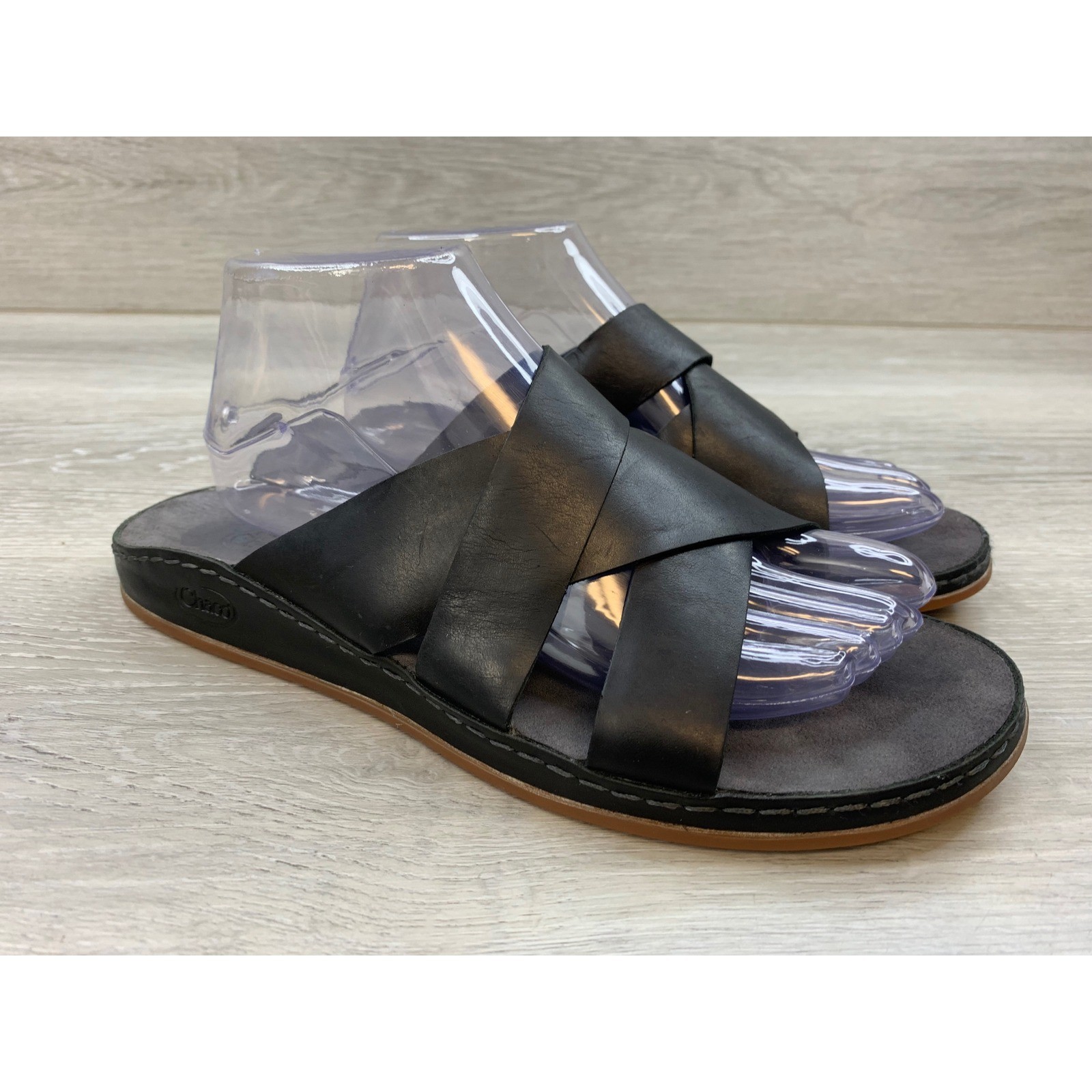 Chaco Wayfarer Leather Sandals Women\'s 10 Black Crisscross Slide Comfort Shoes Chaco Wayfarer Leather Sandals Women\'s 10 Black Crisscross Slide Comfort Shoes