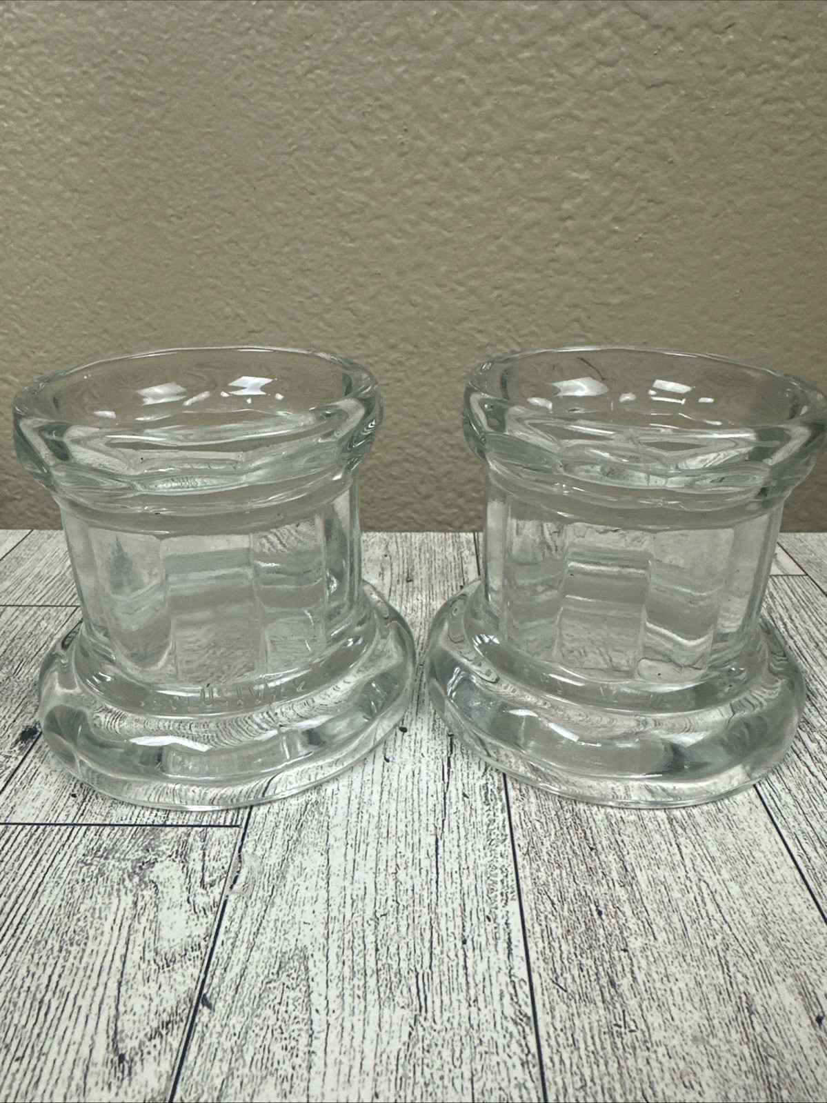 2 Pc Home Interiors glass candle holder's Home Interiors USA 2 Pc Home Interiors glass candle holder's Home Interiors USA