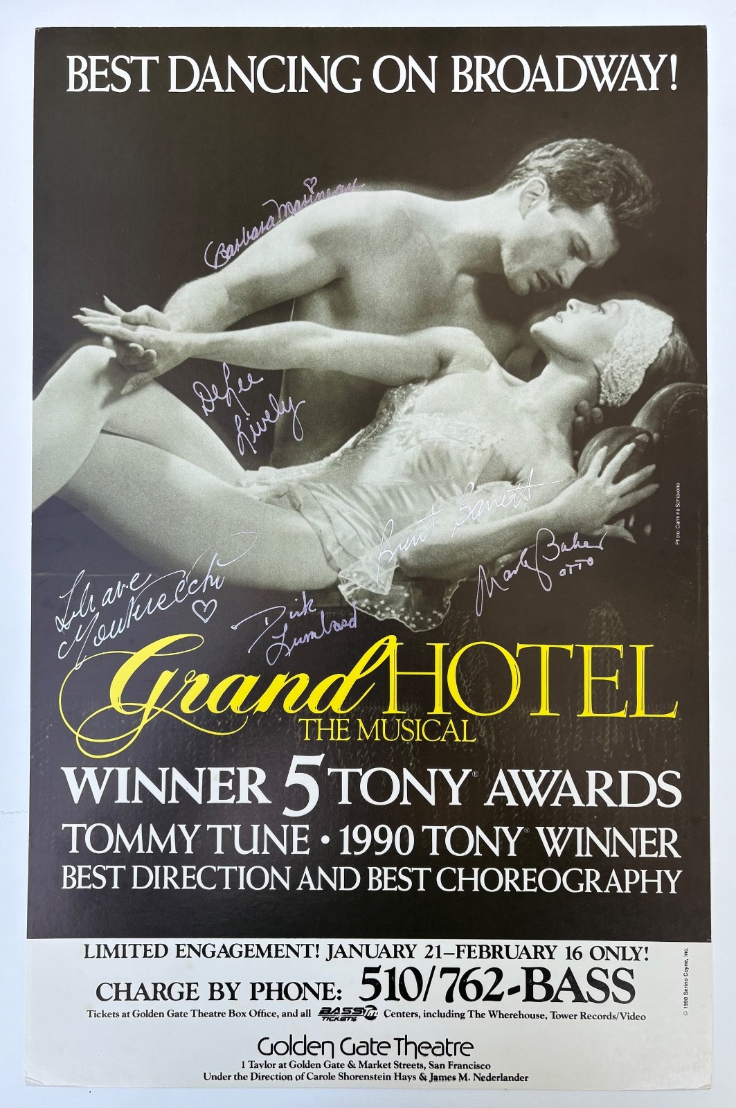 GRAND HOTEL 22x14 Tour Window Card SIGNED BY ENTIRE CAST w/ Liliane Montevecci GRAND HOTEL 22x14 Tour Window Card SIGNED BY ENTIRE CAST w/ Liliane Montevecci