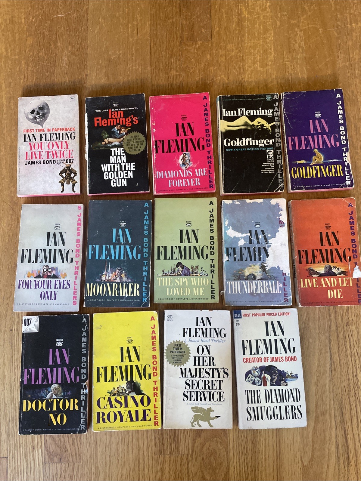 Ian Fleming Paperback Book Lot (14 Books) James Bond 007 - 1st Editions Included