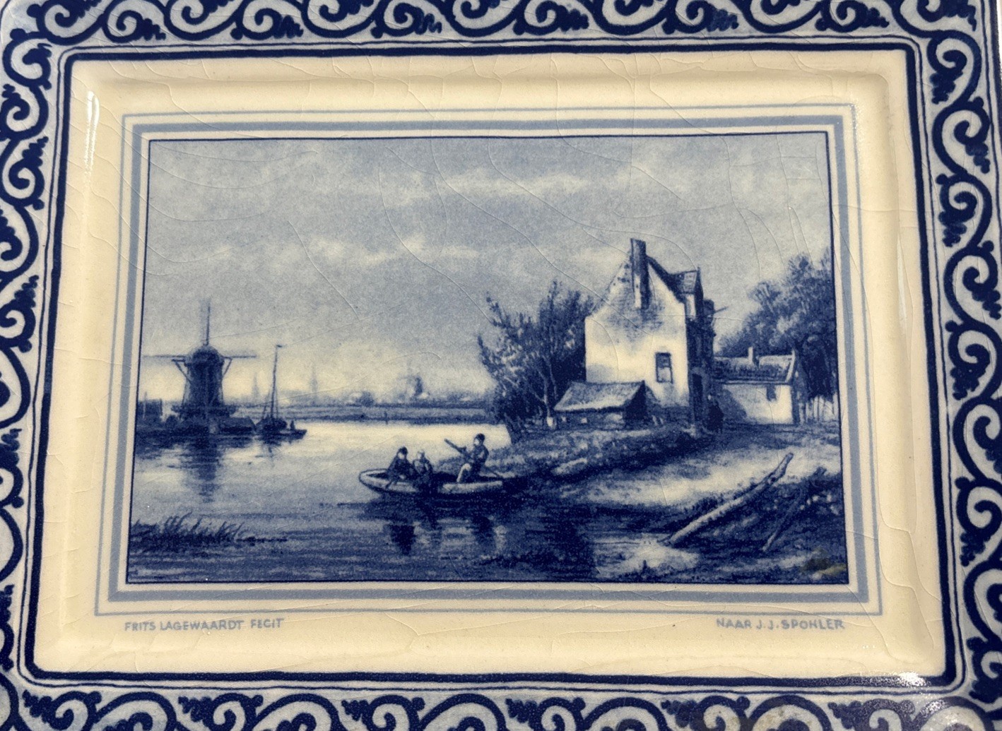 Vintage Delfts Blue & White Wall Hanging Windmill Boats Made in Holland Vintage Delfts Blue & White Wall Hanging Windmill Boats Made in Holland
