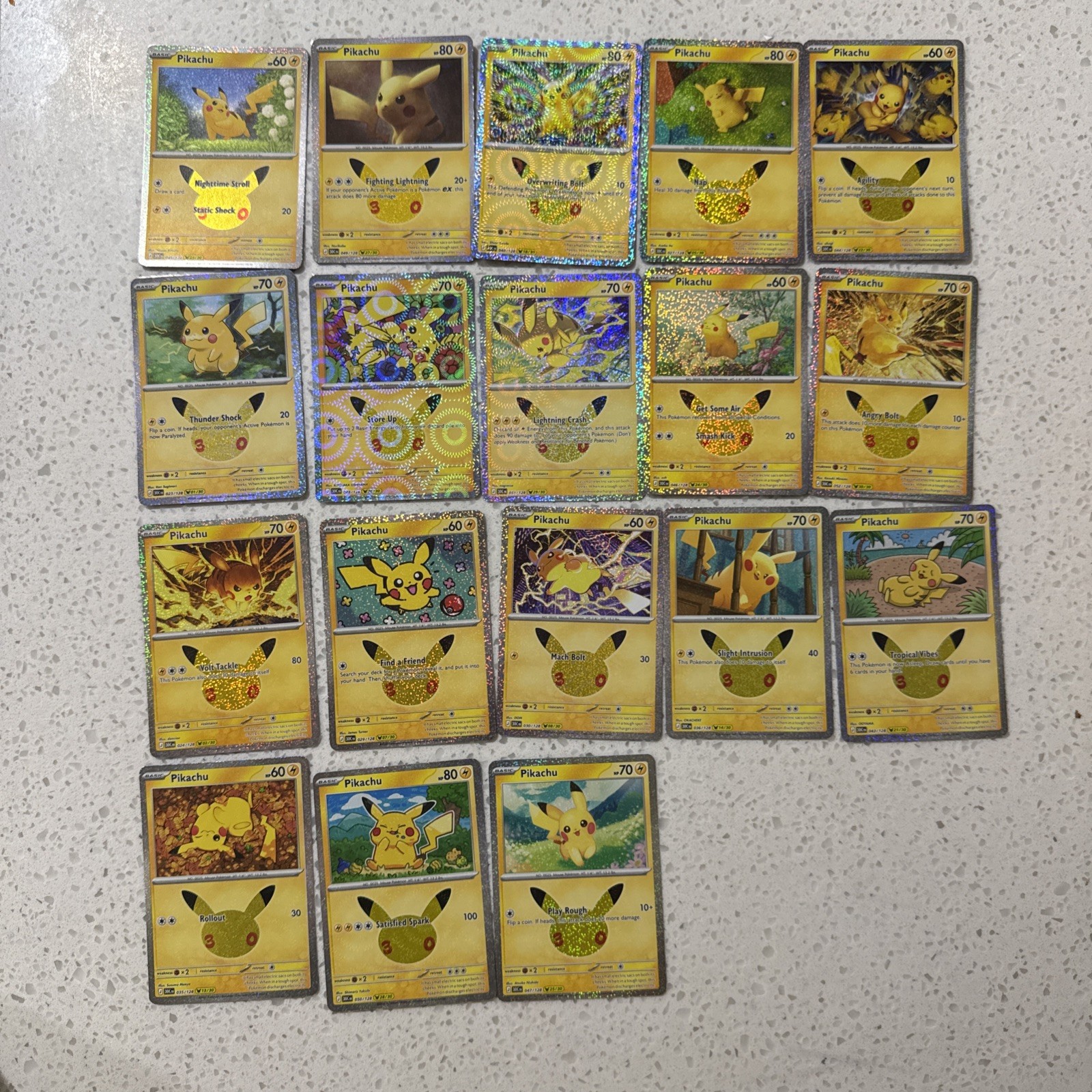 Pokemon 30th 18 Card Pikachu Lot No Repeats Pokemon 30th 18 Card Pikachu Lot No Repeats
