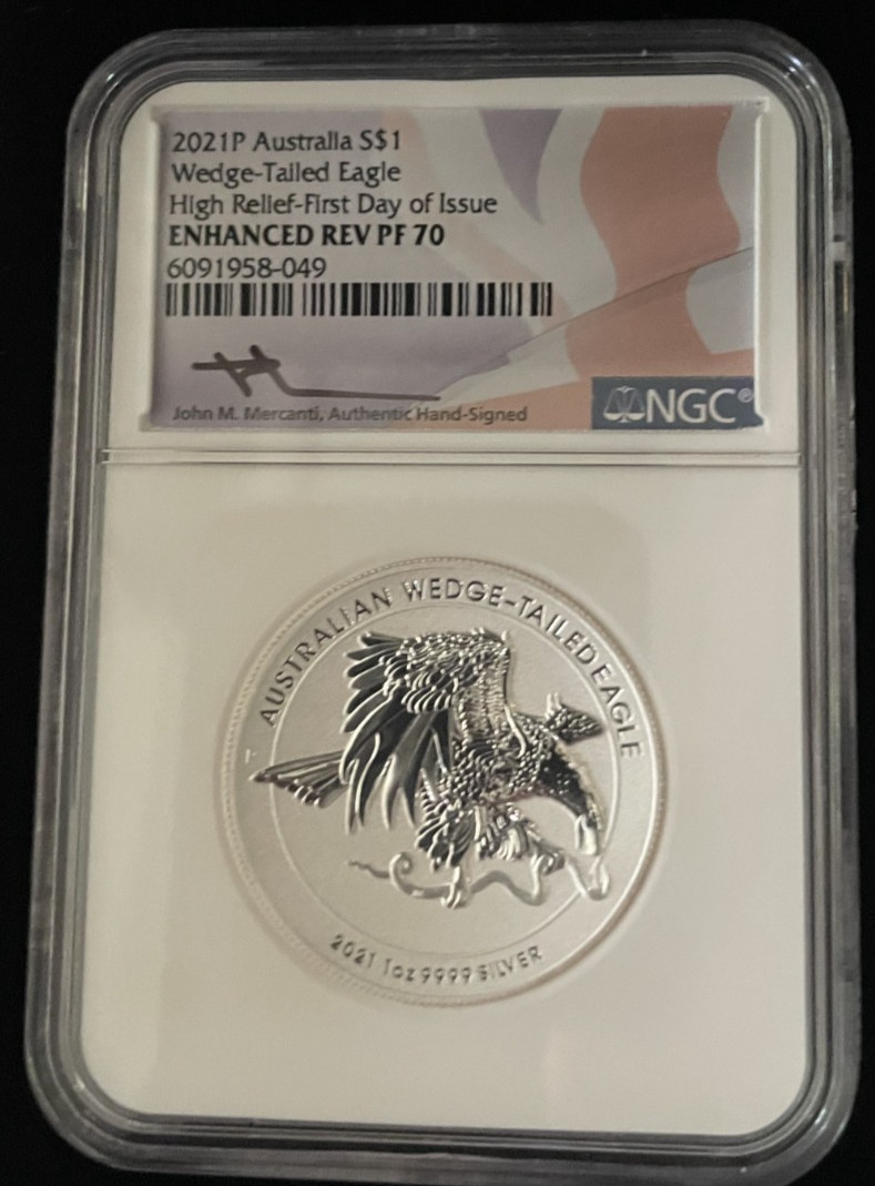 2021 Australia $2 Silver 0.9999 Wedge-Tailed Eagle UHR FDOI NGC Rev PF70 2021 Australia $2 Silver 0.9999 Wedge-Tailed Eagle UHR FDOI NGC Rev PF70