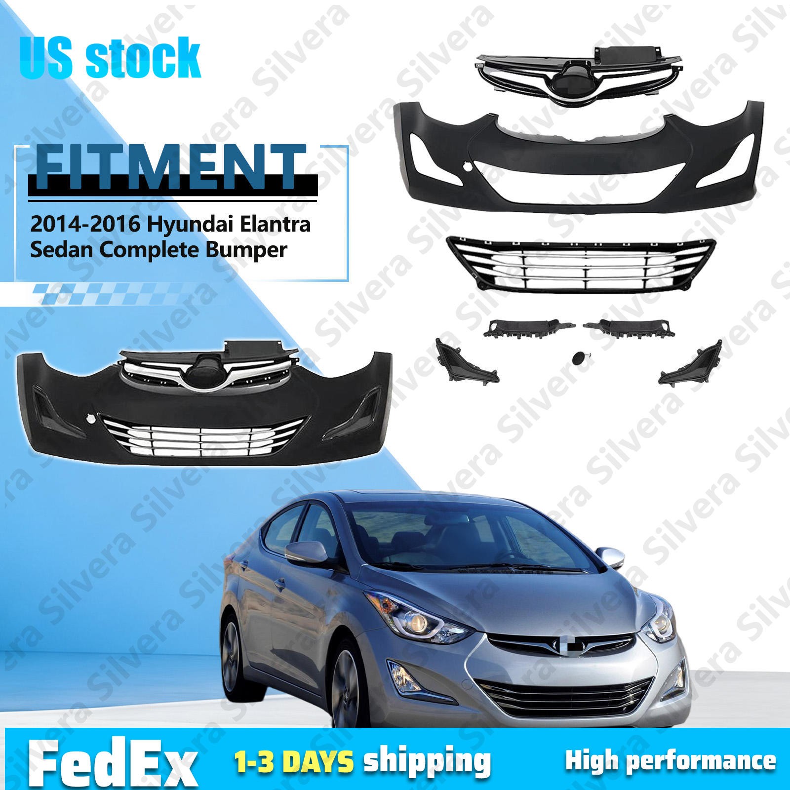 For 2014-2016 Hyundai Elantra Sedan KR Built Model Only Complete Bumper Cover