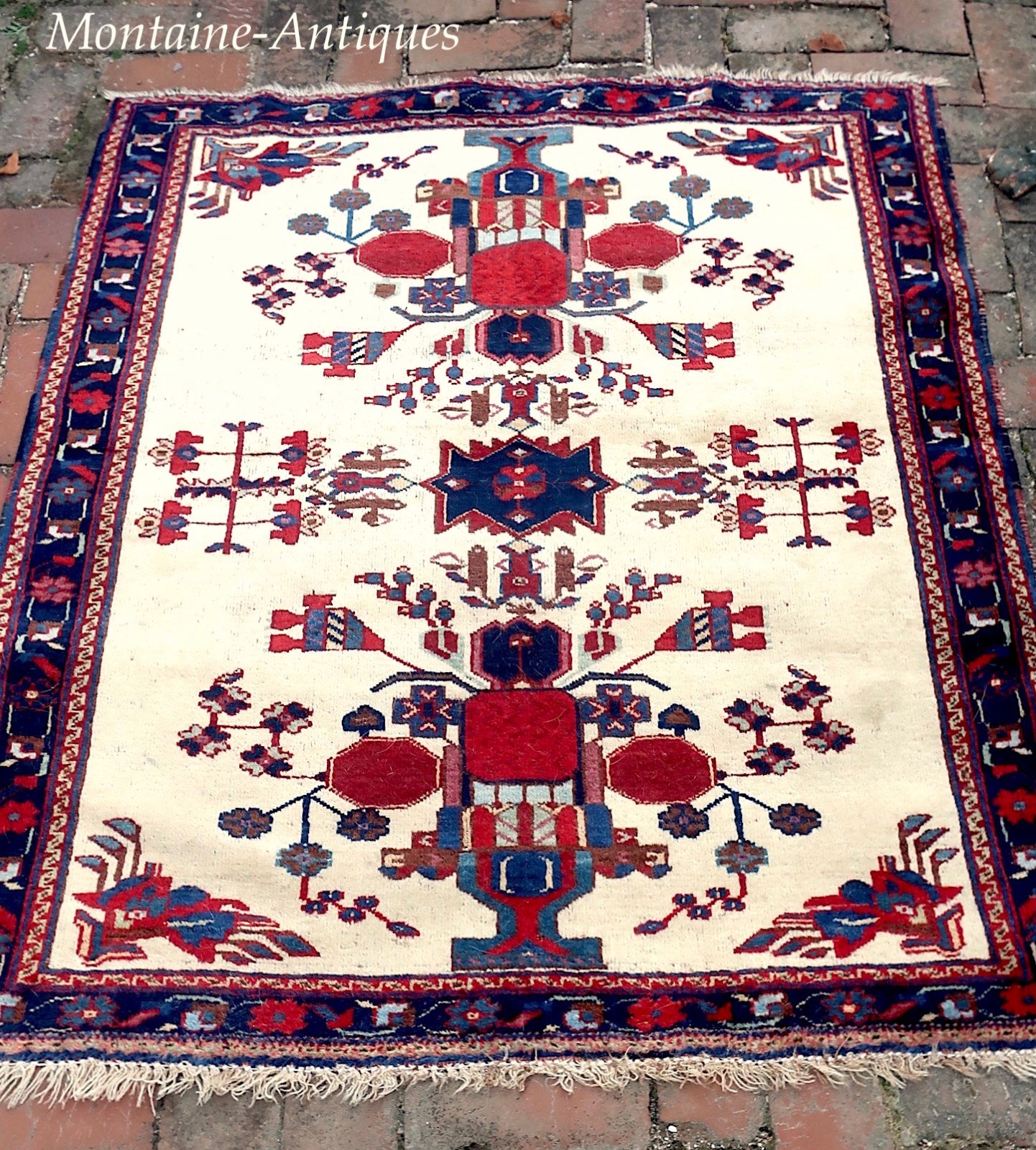 Rare White Field Afshar circa early 1900s Rare White Field Afshar circa early 1900s