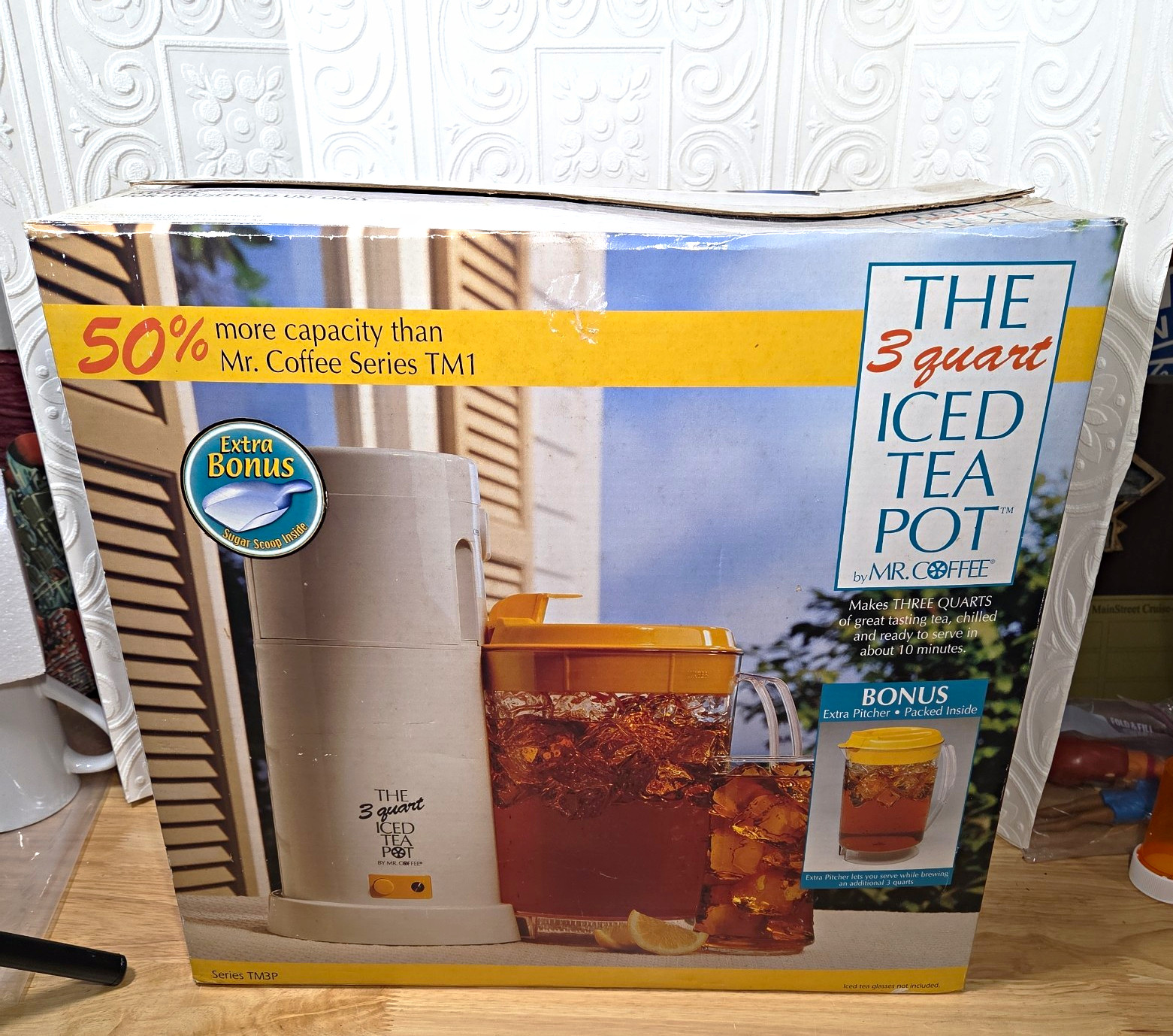 Vintage 1995 Mr. Coffee TM3P 3 QT Iced Tea Maker Yellow Lid Extra Pitcher NIOB Vintage 1995 Mr. Coffee TM3P 3 QT Iced Tea Maker Yellow Lid Extra Pitcher NIOB