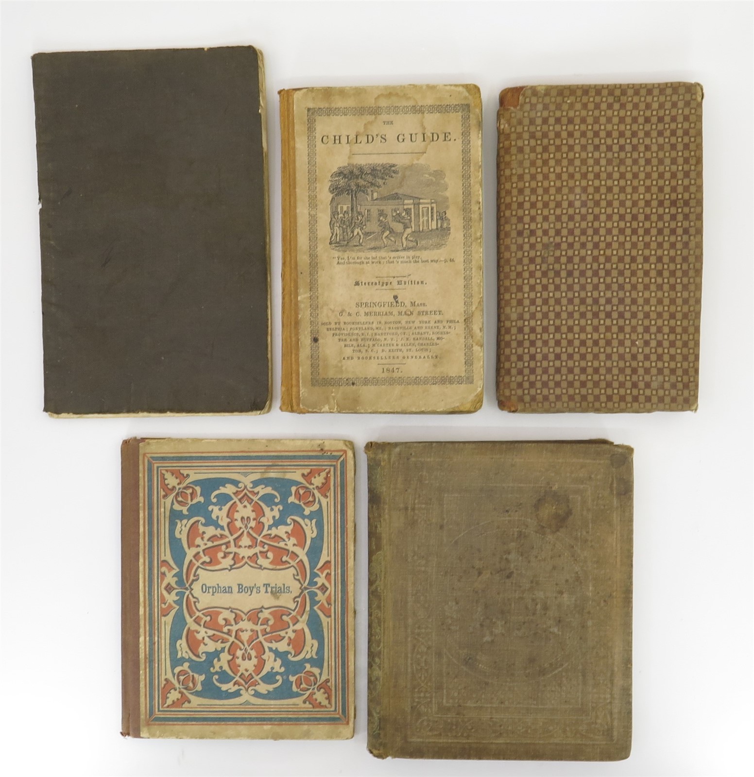 5 Children's Books 1830s - 1850s Orphan Boy's / Guide / Arithmetic / Geography