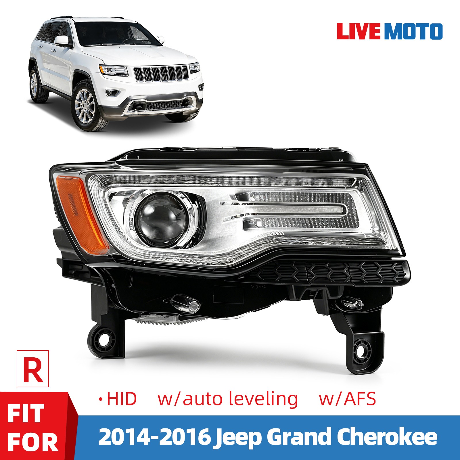 For 2014-2016 Jeep Grand Cherokee HID Projector Headlight Right Passenger Side