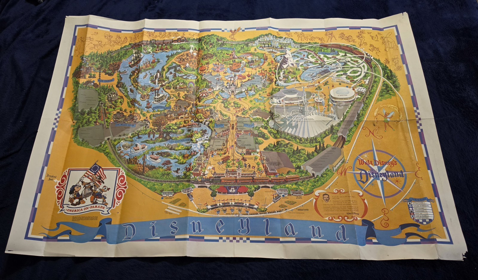 RARE Vintage 1975 Disneyland Park Poster Map - America On Parade Bicentennial RARE Vintage 1975 Disneyland Park Poster Map - America On Parade Bicentennial