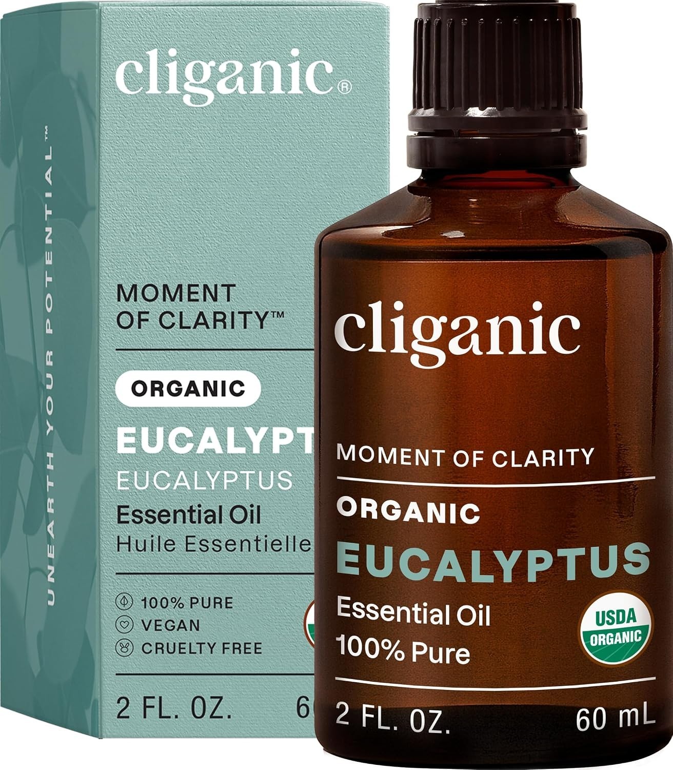 Cliganic Organic Eucalyptus Essential Oil — 100% Pure, 2 Fl Oz