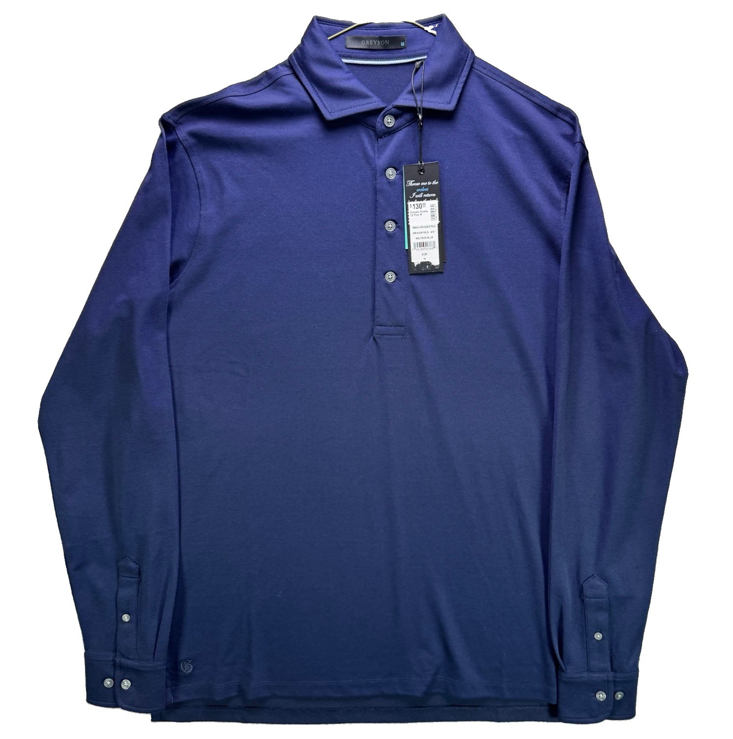 Greyson Polo Shirt Mens Medium Maltese Blue Omaha Long Sleeve Preppy Golf NWT Greyson Polo Shirt Mens Medium Maltese Blue Omaha Long Sleeve Preppy Golf NWT