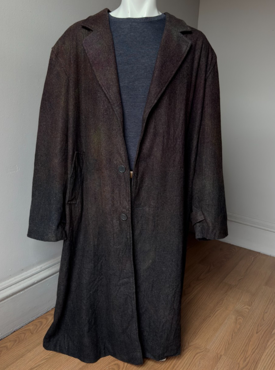 Men’s 4XL Grey Silver Wool Blend Coat Dark Tie Dye Overcoat Men’s 4XL Grey Silver Wool Blend Coat Dark Tie Dye Overcoat