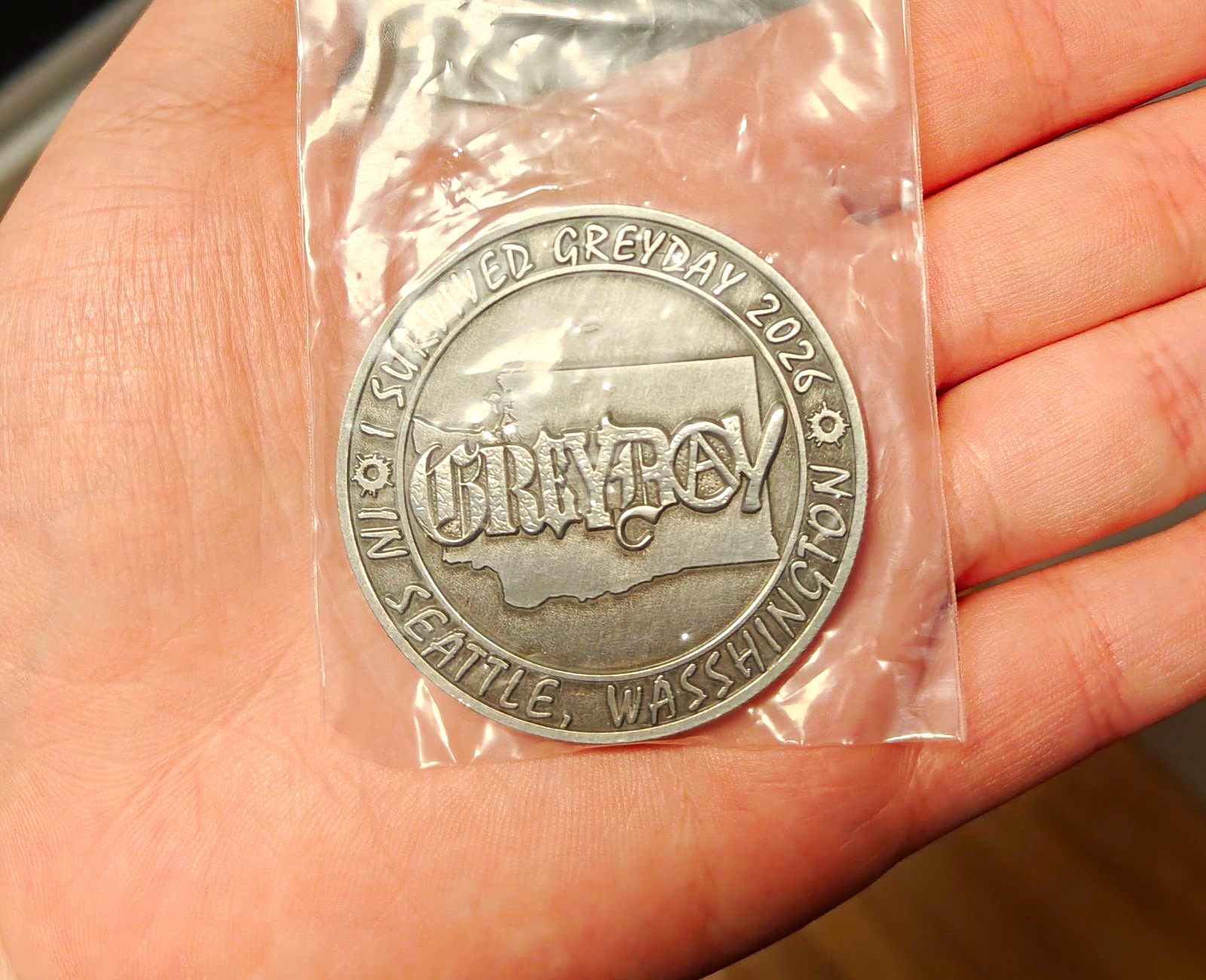 Grey Day 2026 Seattle Washington Medal Medallion Grey Day 2026 Seattle Washington Medal Medallion