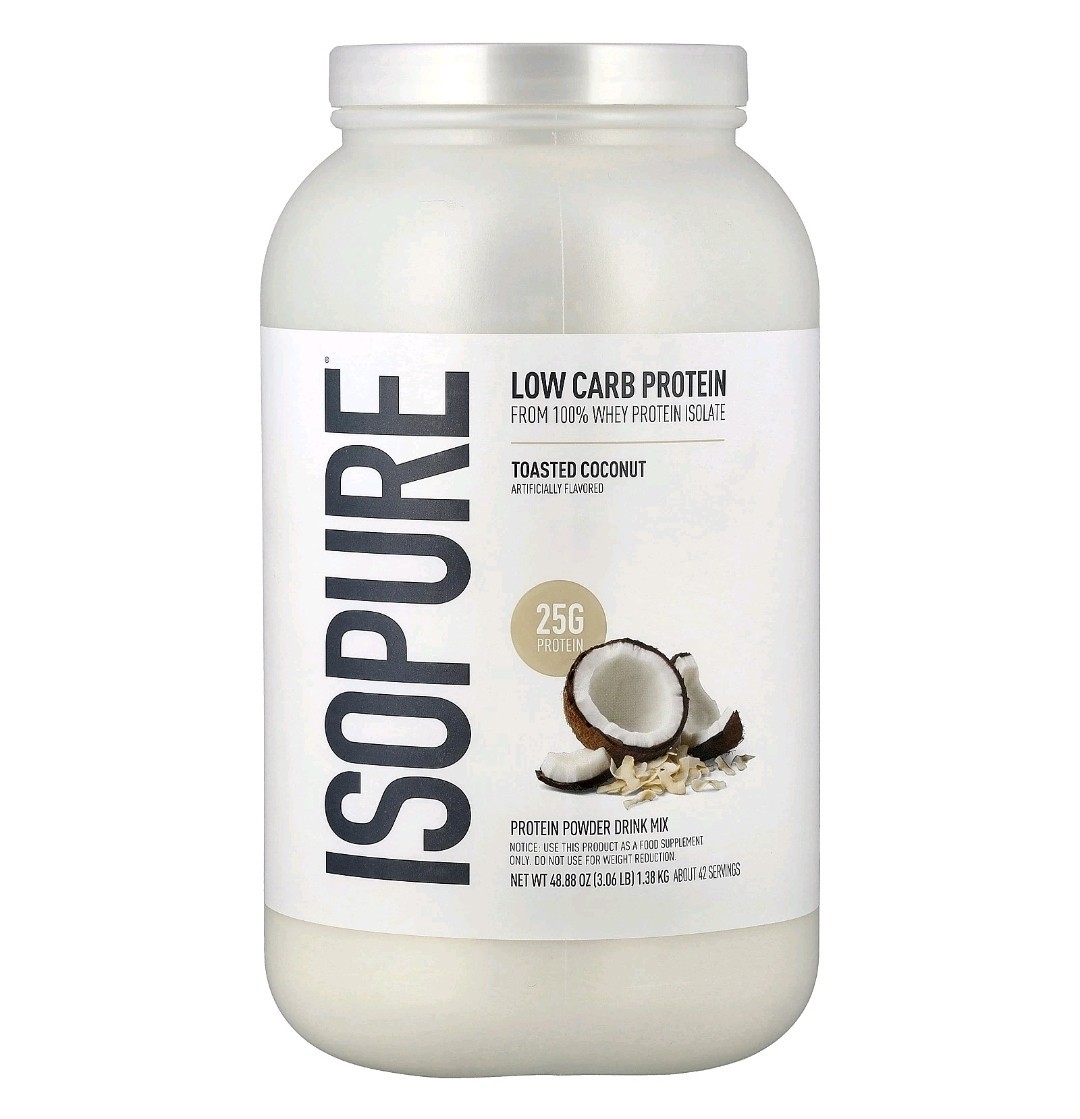 Isopure Toasted Coconut Low Carb Protein Powder 3 lb 47.4 OZ EXP 8/2027 Isopure Toasted Coconut Low Carb Protein Powder 3 lb 47.4 OZ EXP 8/2027