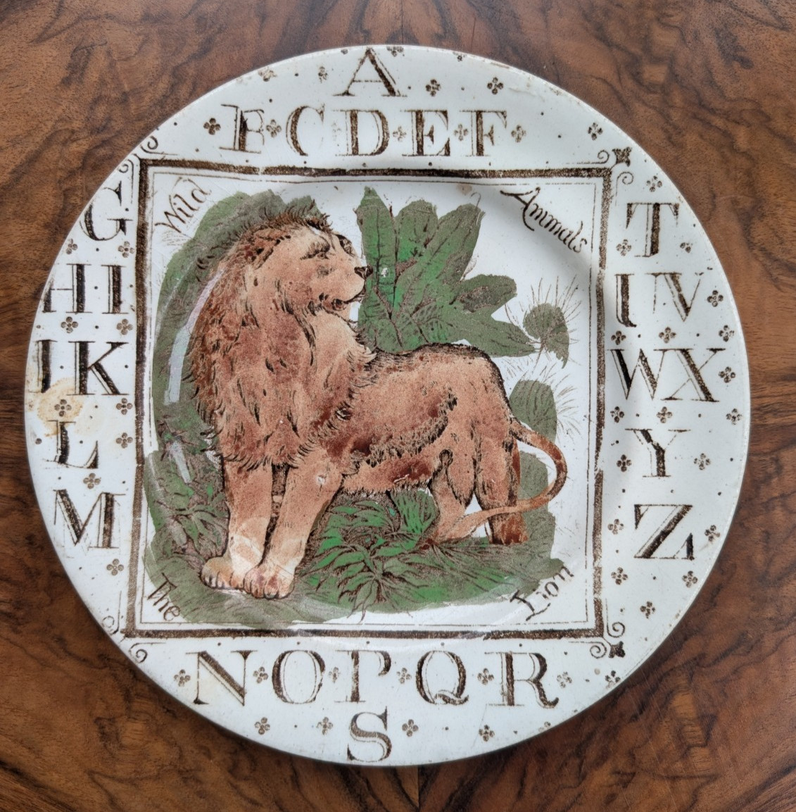 Antique 1880's Brownhill's Child's Alphabet Plate - Lion (Staffordshire) Antique 1880's Brownhill's Child's Alphabet Plate - Lion (Staffordshire)