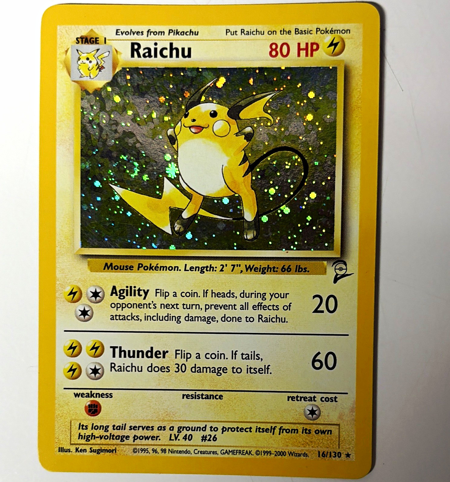 Wizards of the Coast Pokemon TCG Base Set 2 Holo Rare Raichu 16/130 2000 ENG