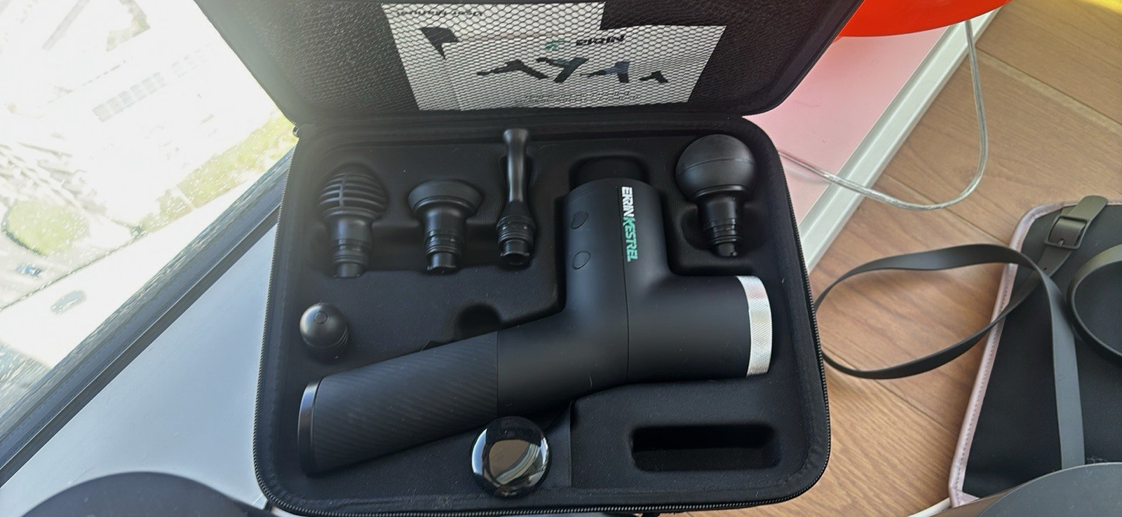 Ekrin Athletics Kestrel Percussion Massage Gun Cordless Black 6 Heads with Case Ekrin Athletics Kestrel Percussion Massage Gun Cordless Black 6 Heads with Case