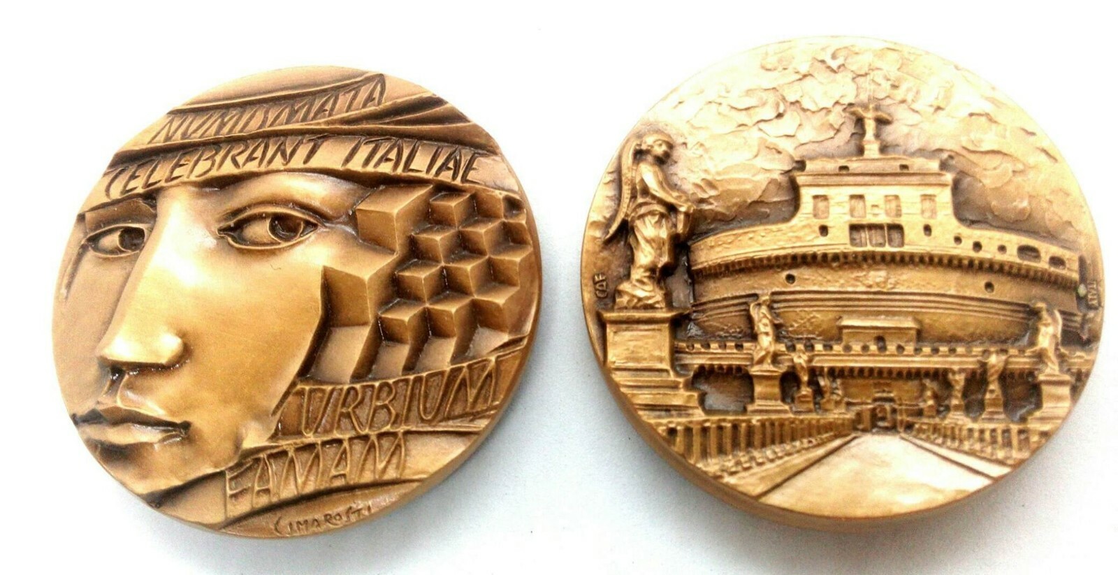 Castel Sant'Angelo in Rome Collectible Bronze Medal-Made in Milan, Italy-Stamped