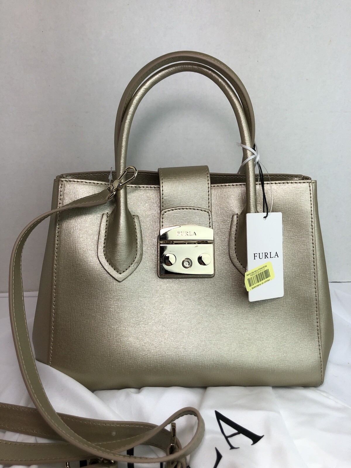 Furla Metropolis 941858 B BMN3 ARE Leather Satchel Gold $428 Furla Metropolis 941858 B BMN3 ARE Leather Satchel Gold $428