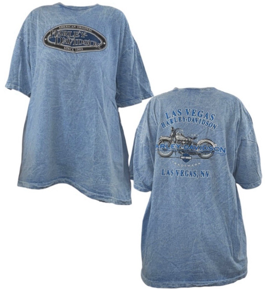 Vintage Washed Blue Las Vegas Harley-Davidson T-Shirt Vintage Washed Blue Las Vegas Harley-Davidson T-Shirt