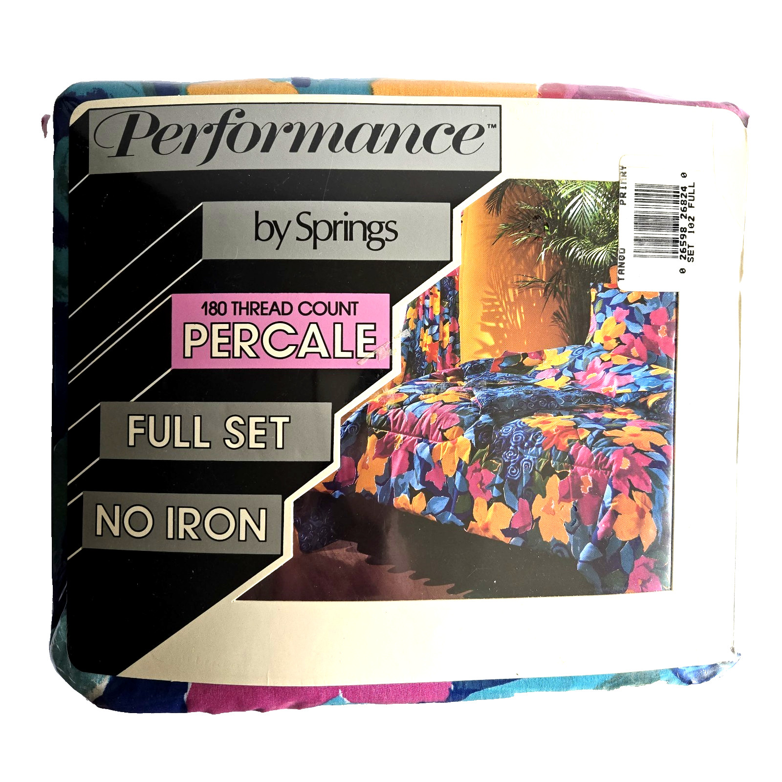 VTG 80s 90s PERFORMANCE by SPRINGS Full Sheet Set NOS Abstract Floral Percale